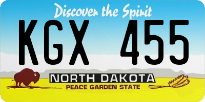 ND license plate KGX455