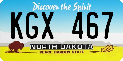 ND license plate KGX467