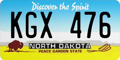 ND license plate KGX476