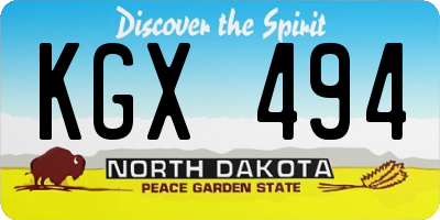 ND license plate KGX494