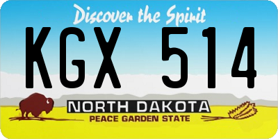 ND license plate KGX514