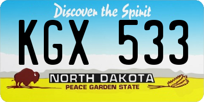 ND license plate KGX533