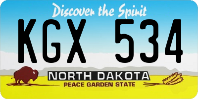ND license plate KGX534