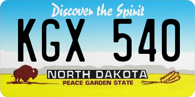 ND license plate KGX540