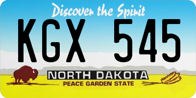 ND license plate KGX545