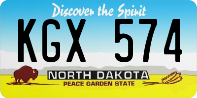 ND license plate KGX574