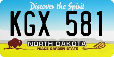 ND license plate KGX581