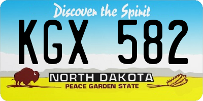 ND license plate KGX582