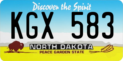 ND license plate KGX583