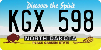 ND license plate KGX598