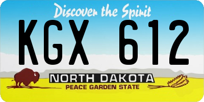 ND license plate KGX612