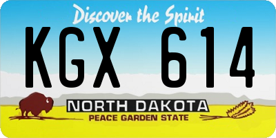 ND license plate KGX614
