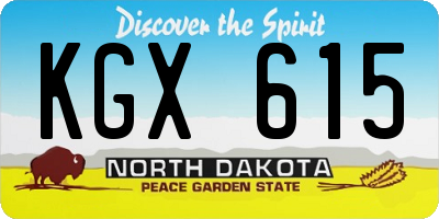ND license plate KGX615