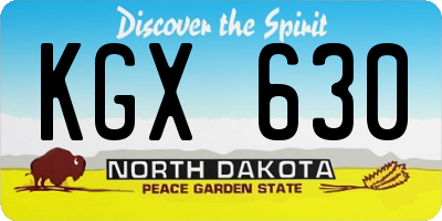 ND license plate KGX630
