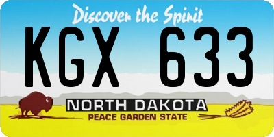 ND license plate KGX633
