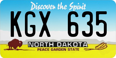 ND license plate KGX635