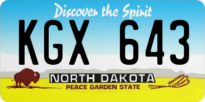 ND license plate KGX643
