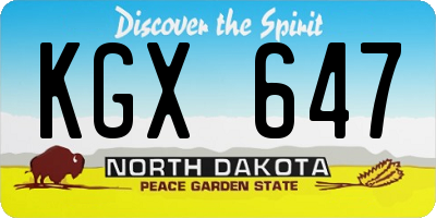 ND license plate KGX647
