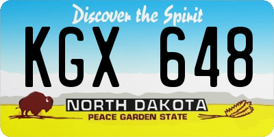 ND license plate KGX648