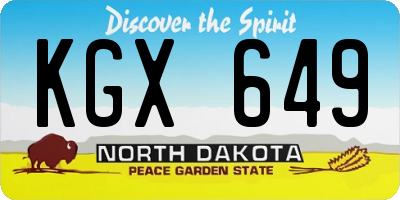 ND license plate KGX649