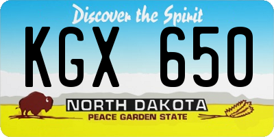 ND license plate KGX650