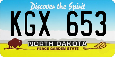 ND license plate KGX653