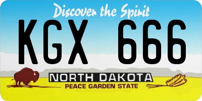 ND license plate KGX666