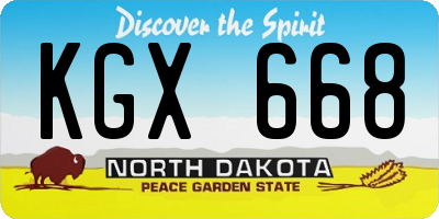 ND license plate KGX668