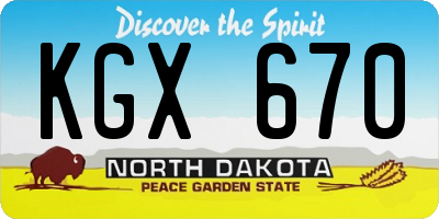 ND license plate KGX670