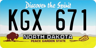 ND license plate KGX671