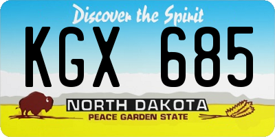 ND license plate KGX685