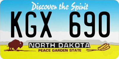 ND license plate KGX690