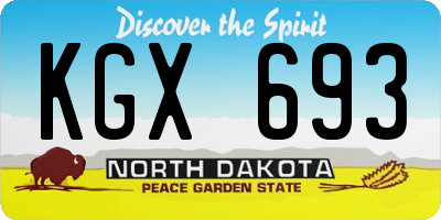 ND license plate KGX693