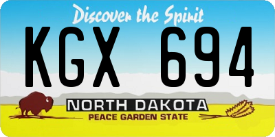 ND license plate KGX694