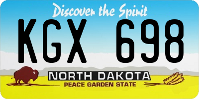 ND license plate KGX698