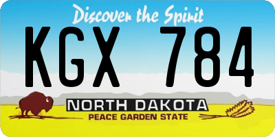 ND license plate KGX784