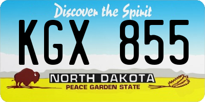 ND license plate KGX855
