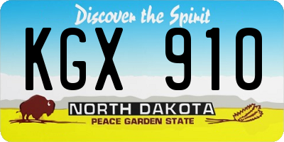 ND license plate KGX910