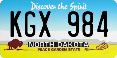 ND license plate KGX984