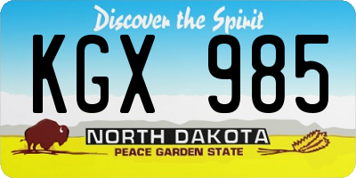 ND license plate KGX985