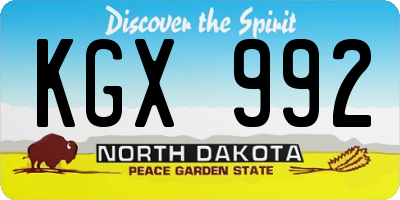 ND license plate KGX992