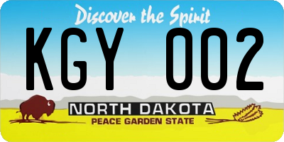 ND license plate KGY002