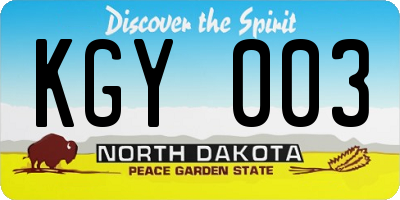 ND license plate KGY003