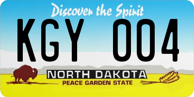ND license plate KGY004