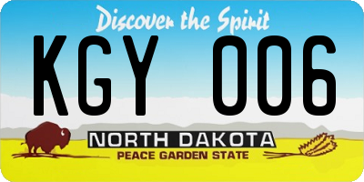 ND license plate KGY006