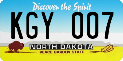 ND license plate KGY007