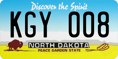 ND license plate KGY008