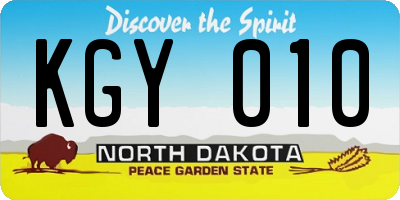 ND license plate KGY010