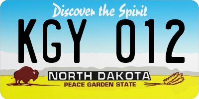 ND license plate KGY012