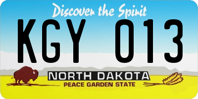 ND license plate KGY013
